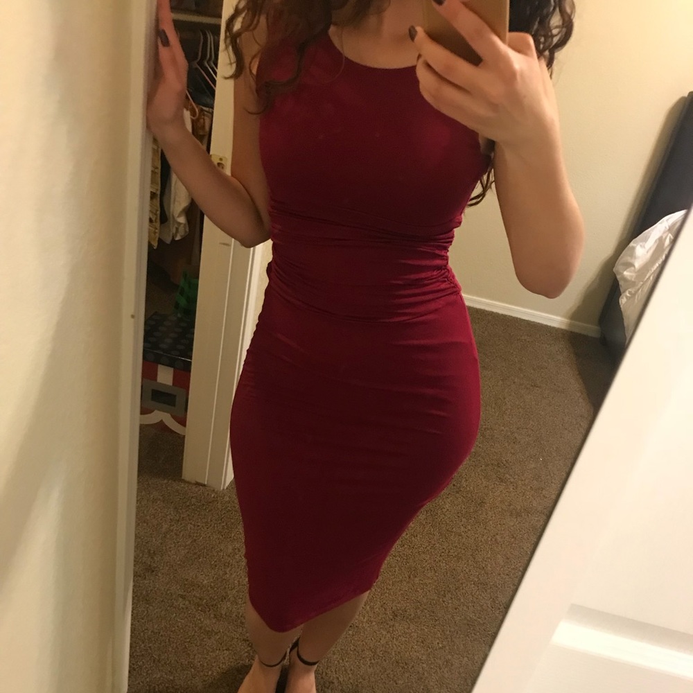 Burgundy form fitted soft dress